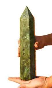 Large Green Kyanite Crystal Tower 8 faceted Crystal Point Obelisk Home Decor