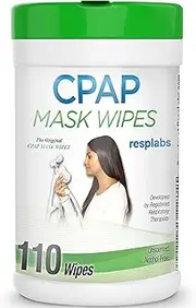 resplabs CPAP Mask Cleaning Wipes - Unscented, Alcohol-free Cleaner for All Masks, Cushions, Supplies - 110 Wipe Pack