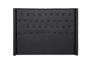 Foret Bed Head Double Size Headboard Bedhead Frame Base Stud Tufted Fabric Black
