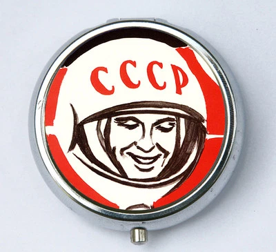 Soviet Astronaut PILL CASE pillbox pill box holdeR cccp ussr outer space sci-fi