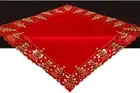 Small Christmas Holiday Red Holly Tree Tablecloth, Square 33 by 33 Inch