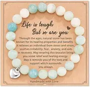 [RFTWXHPN] Inspirational Get Well Soon Gift Bracelets for Women Men Cheer Up Encouragement Gifts Spiritual Relaxation Gifts for Women Men Natural Stone Bracelet Healing Grief Gift Surgery Recovery Gifts