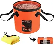 AUTODECO Collapsible Bucket 5 Gallon Container Folding Water Bucket Portable Wash Basin for Camping Fishing Travelling Outdoor Gardening Orange 1Pcs 20L