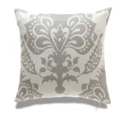 White With Light Gray Print And Microgel Feather Like Insert Pillow