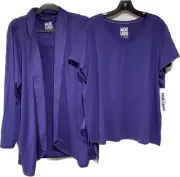 Muk Luks Women's Cloud Knit Love to Layer -2 Piece Set Purple Size 1 X NWT