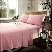 GC GAVENO CAVAILIA Luxury Flannel Plain Flat Sheet, 100% Brushed Cotton Easy Care Accessory, Premium Soft & Cosy Bed Linen, Pink, Double Size Bedsheet