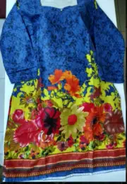 Pakistani Indian Kameez Stitched Size L Kurta/Top/Tunic/Shirt F-Blue(1Pice)