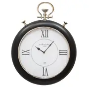 SSH COLLECTION Tyre 33cm Round Wall Clock with Matte Black Surround and White Face