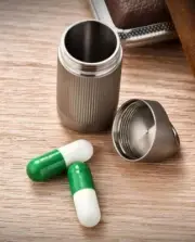 Titanium Waterproof Pill Holder Case Organizer Container Portable Keychain