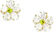 [JewelryWeb] 14k Yellow Gold August Green CZ Simulated Diamond Flower Screw Back Earrings 9x9mm Stud Earring for Women