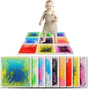 Liquid Fusion Activity Play Mat for Kids, Pack of 9 Tiles 12" X 12", Multi-Color