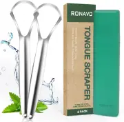 Tongue Scraper Stainless Steel (2 Pack), Tongue Cleaners,