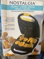 NOSTALGIA Animal Circus Mini Waffle Maker /Cookies Makes 4 Animal Waffles