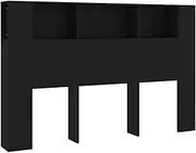 vidaXL Headboard Cabinet Home Bedroom Furniture Accessory Decor Wall Bed Backboard Bookcase Headboard Storage Cabinet Organiser Black