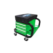 888 Series Workshop Seat - Green with 3 Drawers 190 x 300 x 40mm Swivel Castors
