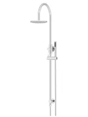 Meir Round Gooseneck Shower Set with 200mm rose, Single-Function Hand Shower - Polished Chrome