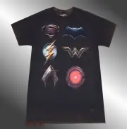 New DC Comics Justice League Group Symbol Vintage Mens Cartoon T-Shirt