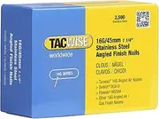 Tacwise 1224 16G/45mm Stainless Steel Angled Finish Nails for Nail Gun (Box of 2500), silver