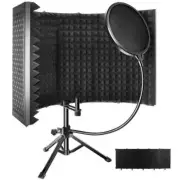 Folding Studio Microphone Isolation Shield 5 Panel w/ Stand Sound Absorbing Foam