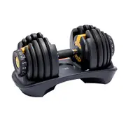 Powertrain 24kg Adjustable Dumbbell Home Gym Exercise Weights Free Workout (Gold)