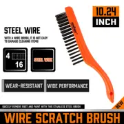 10" Steel Wire Brush Cleaning Brush Anti-Slip 4x16 Rows