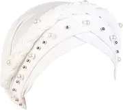 [Generic] Women Hijab Beading Pearl Braid Turban Hat Headwrap Cap