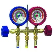 Imperial Manifold Gauge Set 2 Valve Brass HVAC R12 R22 R502 3 Hose 1/4 Port