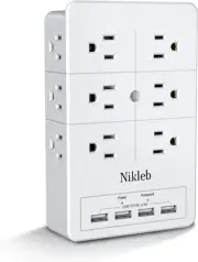 Multi Plug Outlet Surge Protector Nikleb, 12 Electrical white outlet extender