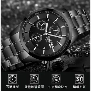【CPMAX】男錶 男手錶 防水仿三眼鈦鋼質感手錶 金屬錶帶 三眼手錶 夜光手錶 石英錶 不銹鋼【SW07】