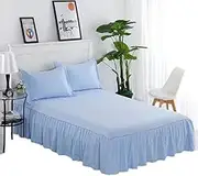 Bed Valance Skirt Coverlet Bed Skirt Bedspread Fitted Bed Sheet Dustproof Ruffle Single/Double Bed Princess Sheets 200 * 220CM Student Ruffled Cotton Non Slip,Easy Care Fitted