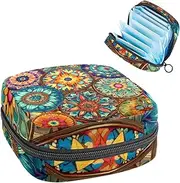 Period Bag,Sanitary Napkin Storage Bag,Floral Vintage Mandala Flower,Tampon Bag for Purse