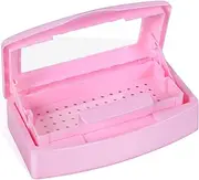 Plastic Sterilizing Tray-Barbicide Sterilization Tray,Clean Sterilizer Box Storage Organizer for Nail,Tweezers,Hair Salon,Spa & Cutter Manicure Equipment-Clear Lid Pink