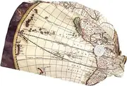[WOSHJIUK] Working Hat 2 Pack Scrub Caps for Women,Compass Road World map,Tie Back Cap Adjustable Scrub Hat
