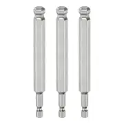 3pcs Ball End Hex Screwdriver Bit Set 10mm Magnetic 1/4" Hex Shank 4" Long