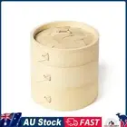 Bamboo Dumplings Dimsum Steamer Basket with Lid Reusable Home Cookware (Medium)