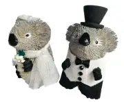 AUSTRALIAN WEDDING CAKE TOPPER - KOALAS - BRIDE & GROOM, ANIMAL, SOUVENIR