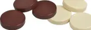 URIA STONE BACKGAMMON CHECKERS 1-1/4" DIAMETER COLORS IVORY & BROWN