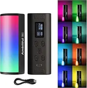 Ambitful Magnetic Handheld Light Wand, 360°Full RGB Mini LED Video Light, 2000mAh Rechargeable Light Stick, 2500-9000K Dimmable Tube Light W/LCD for Studio Photography TikTok YouTube