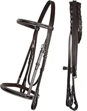 Exion Hunter Bridle with Laced Reins– Fancy Stitched English Snaffle Bridle | Premium Leather Hunter Jumper Bridle with Stainless Steel Hardware | Perfect for Schooling, Training & Show Ring