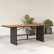Garden Table with Acacia Wood Top Black 190x80x74 cm Poly Rattan vidaXL