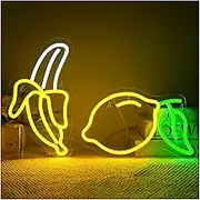 Sign Lamp Banana And Lemon Neon Sign Set Of 2 Fruit Lights For Kids Room Bedroom Classroom Wall Decor USB Powered 30х15cm