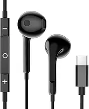 USB C Headphones for iPhone 16 15,Wired Earphones with Mic & Volume Control,Wired Headphones for Samsung S23 FE S22 S21 S20 A53 A54,HiFi Stereo Earbuds for iPad Pro Pixel 7/6/6a/5/4 OnePlus 9 8（black）