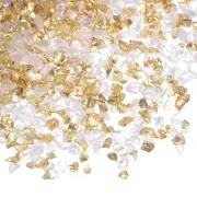 40g Crushed Glass Chips 1-3mm Irregular Broken Sprinkles Glass, Gold White