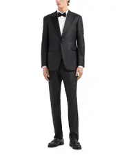 Emporio Armani G Line Regular Fit Single Breasted Peak Lapel Tuxedo in Wool Silk Blend