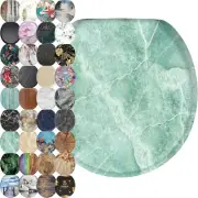 Elegant Marble Green Soft Close Toilet Seat with Decorative Four-Sided Design