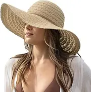 [JS LifeStyle] Womens Sun Hat, Floppy Beach Summer Hats with Wide Brim, Packable Lace Hats for Women