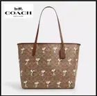 COACH ｘ PEANUTS City Tote Bag CBJ89 Signature Canvas Snoopy Print Outlet New