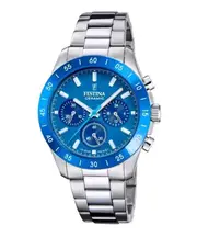 Festina Ceramic Chronograph Stainless Steel Blue Dial F206934 100M Ladies Watch