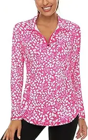 [Akiooue] Womens Long Sleeve UPF 50+ Running Tops 1/4 Zip Gym Sports Workout Cycling Golf Shirts