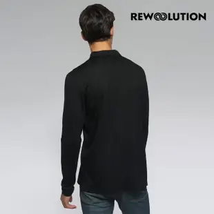 【Rewoolution】男INDY 190g長袖Polo衫(黑色)REJB2MC301(羊毛衣 長袖Polo衫 登山必備 吸濕排汗)